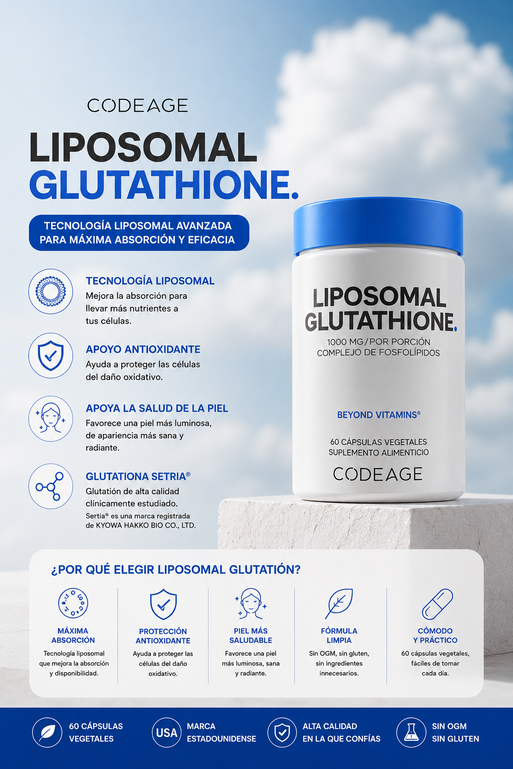 LIPOSOMAL GLUTATIONE 60 Cápsulas by CODEAGUE