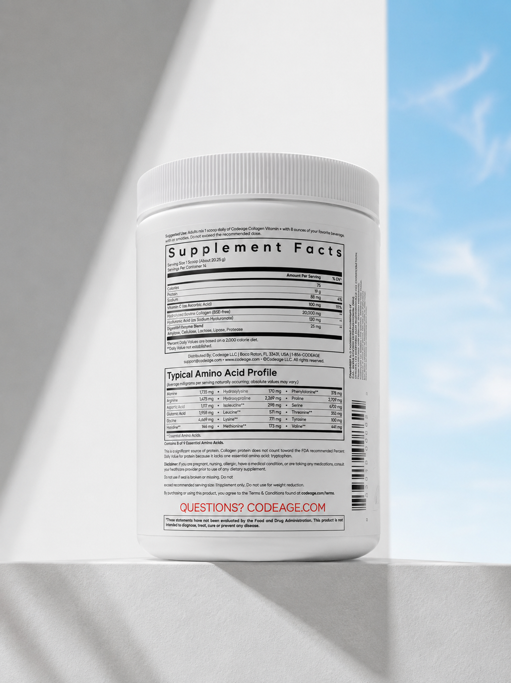 COLLAGEN VITAMIN C + Colágeno hidrolizado + Acido hialurónico 283g by CODEAGUE
