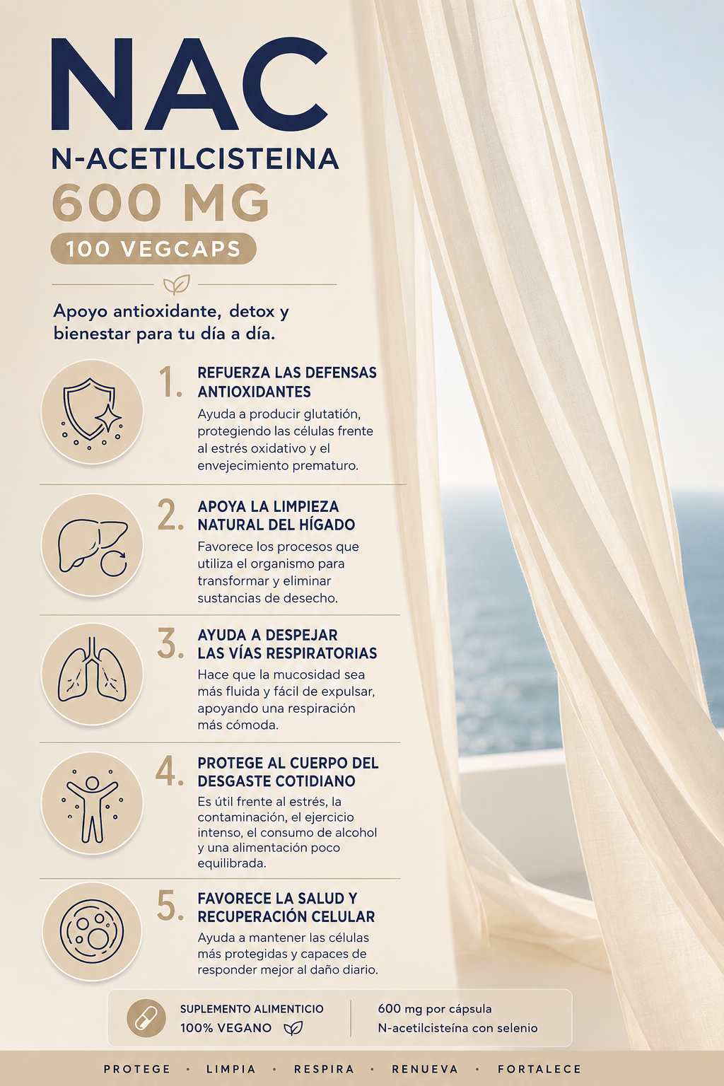 NAC N-ACETILCISTEINA 600 MG 100 VEGCAPS by NOW FOODS