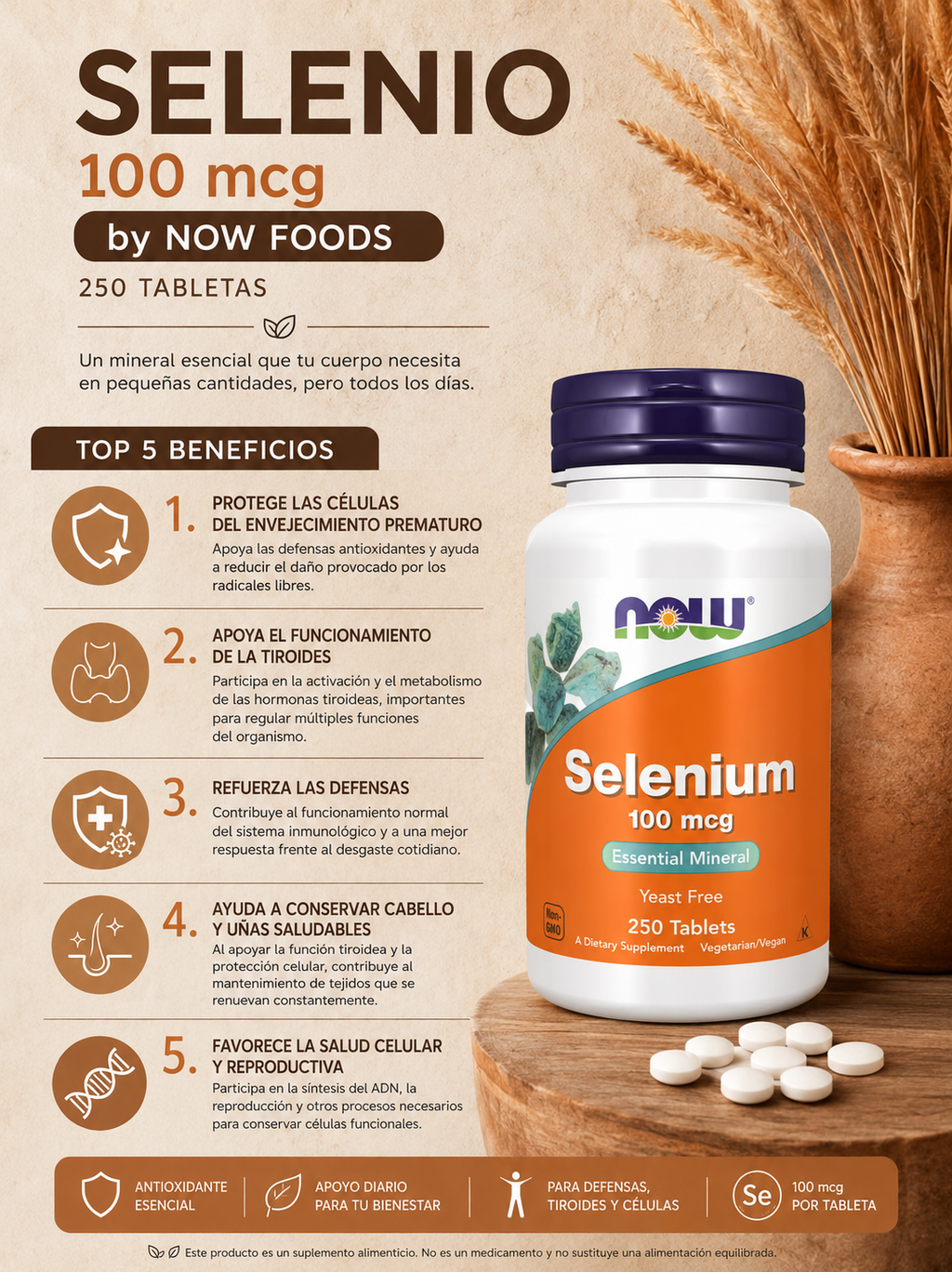SELENIO 100MCG 250 TABS by NOW FOODS