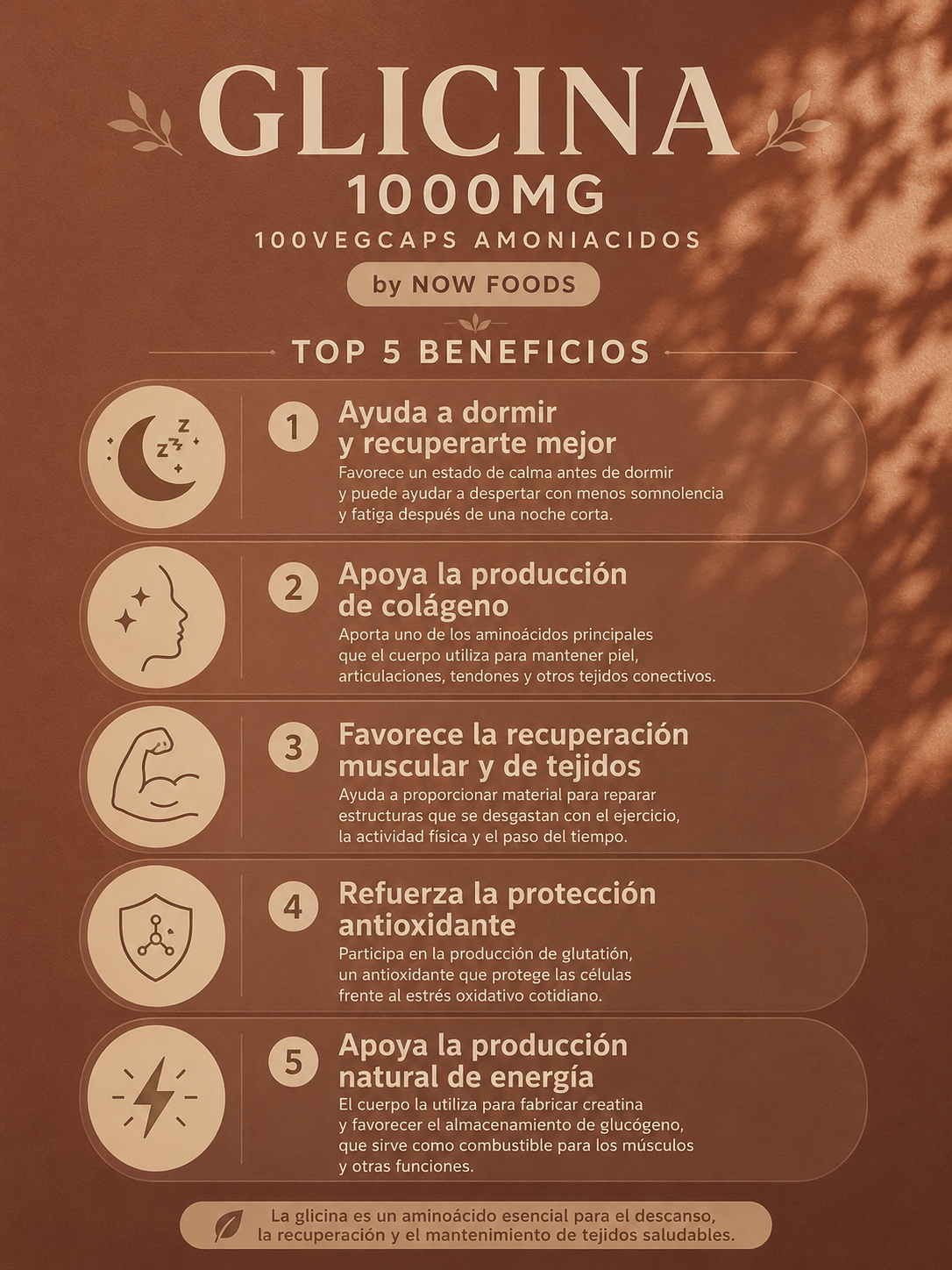 GLYCINE GLICINA 1000MG 100VEGCAPS AMONIACIDOS by NOW FOODS