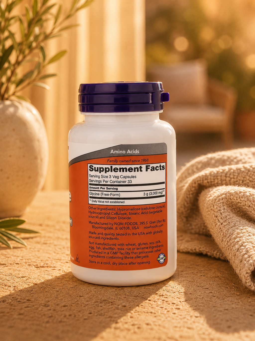 GLYCINE GLICINA 1000MG 100VEGCAPS AMONIACIDOS by NOW FOODS