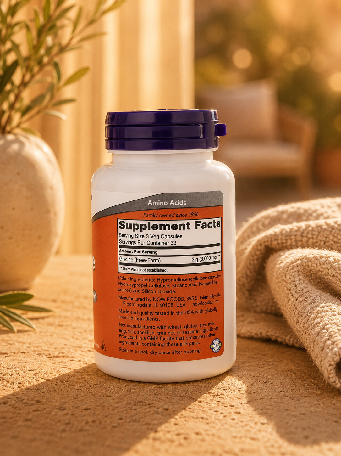 GLYCINE GLICINA 1000MG 100VEGCAPS AMONIACIDOS by NOW FOODS