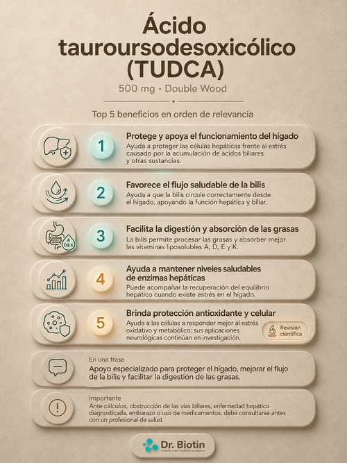ACIDO TAUROURSEDEOXYCHOLIC (TUDCA) - 500MG 60CAPS by DOUBLE WOOD