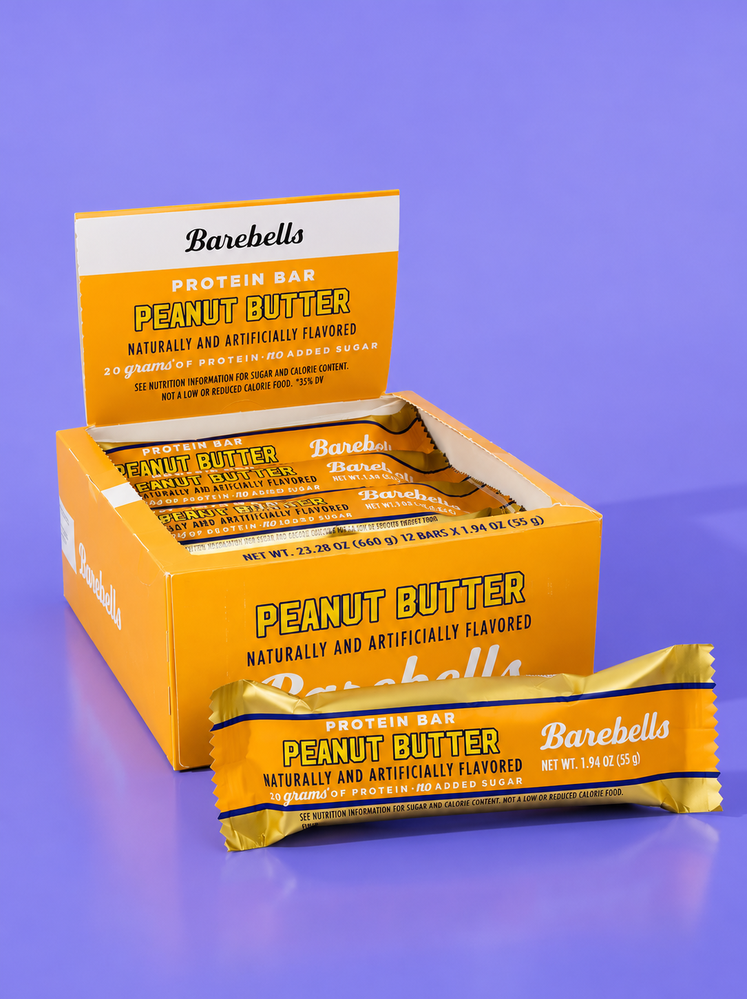 BAREBELLS Barras de proteína energizantes - Caja con 12 barras de 55g - Varios sabores