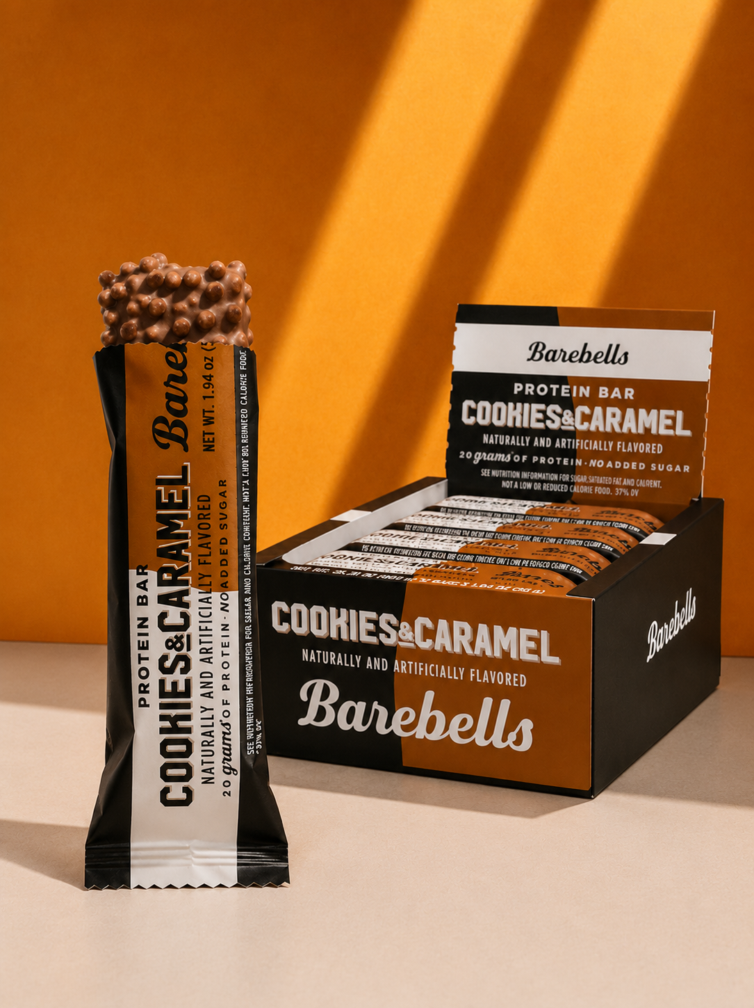BAREBELLS Barras de proteína energizantes - Caja con 12 barras de 55g - Varios sabores
