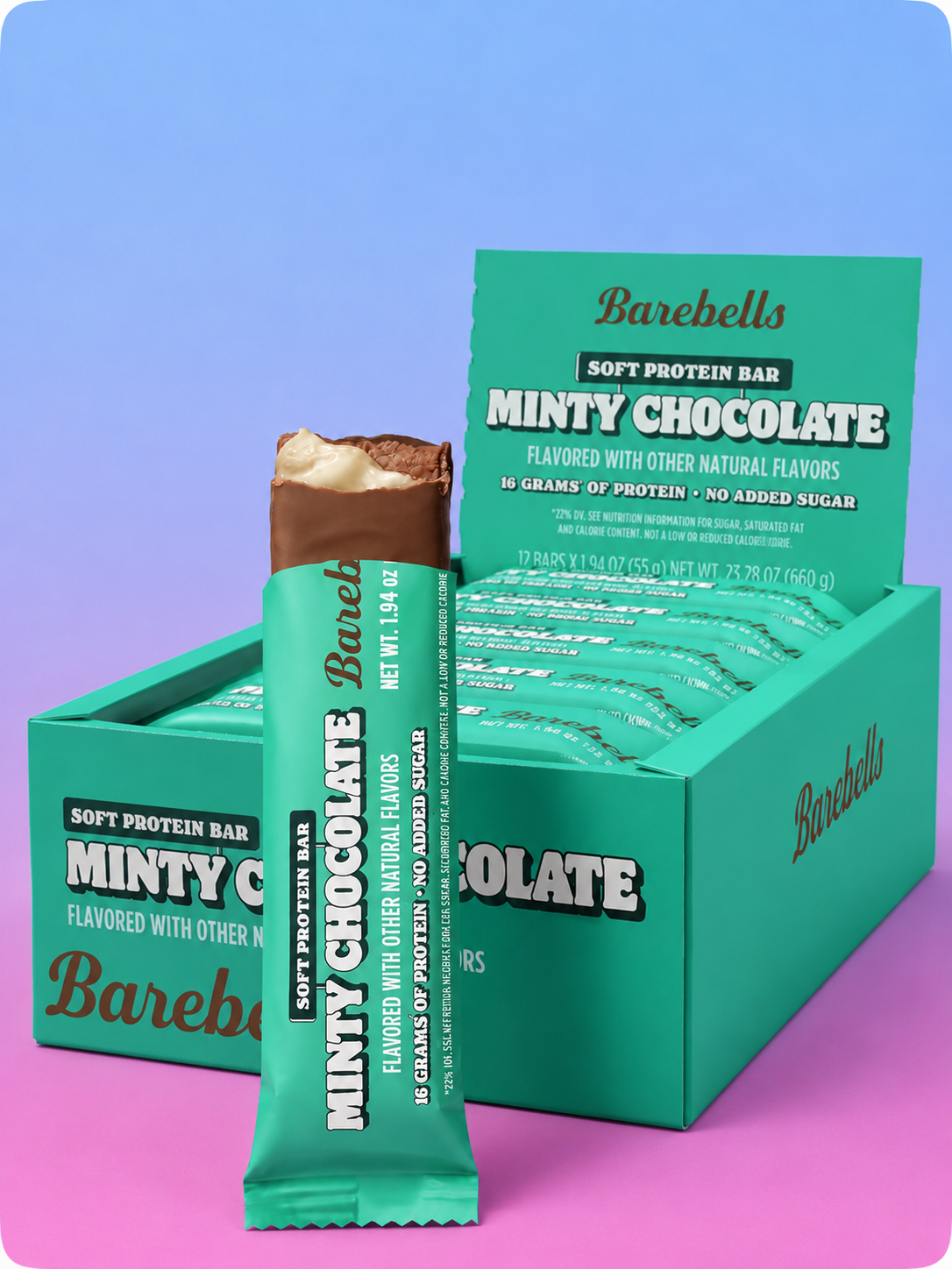 BAREBELLS Barras de proteína energizantes - Caja con 12 barras de 55g - Varios sabores