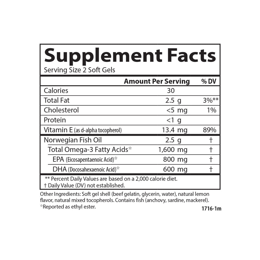 Elite Omega-3 Gems 1600mg 90 + 30 Cápsulas - Etiqueta