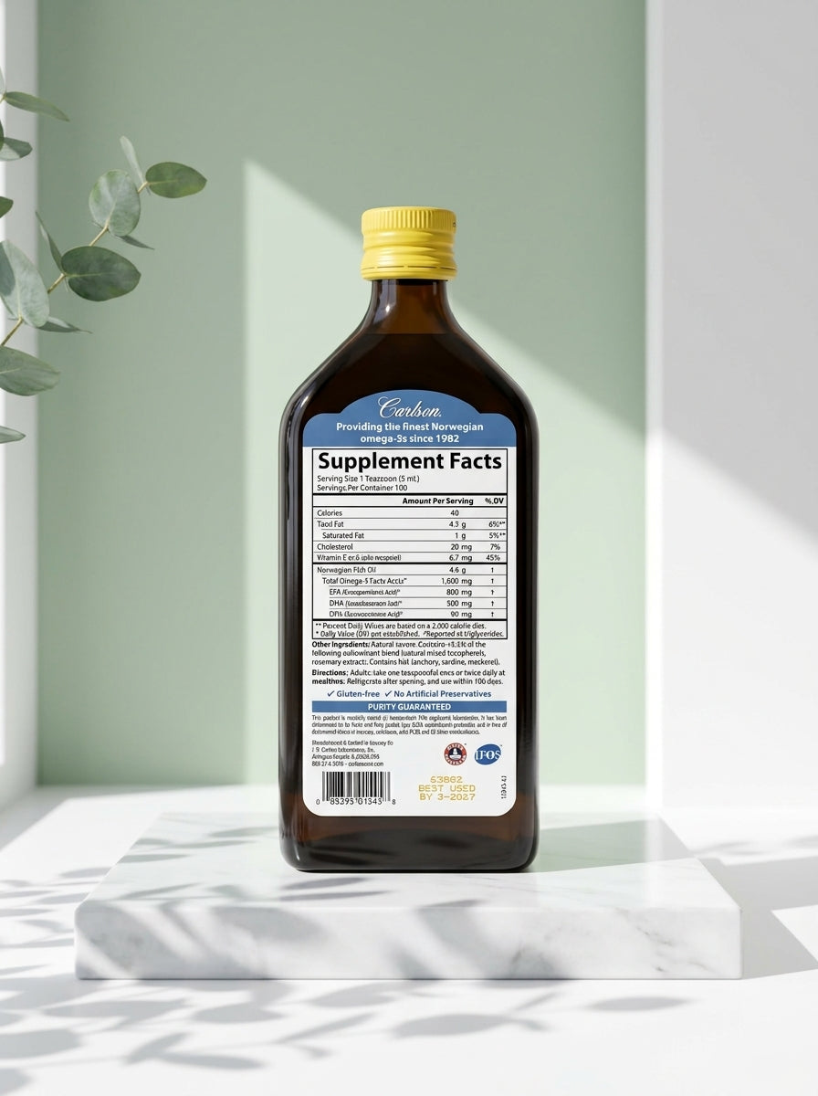 Aceite de Pescado Omega 3 1600mg 500 ml - Etiqueta