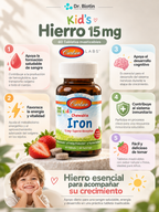 Kid's Hierro 15mg 60 Tabletas masticables - Infografía