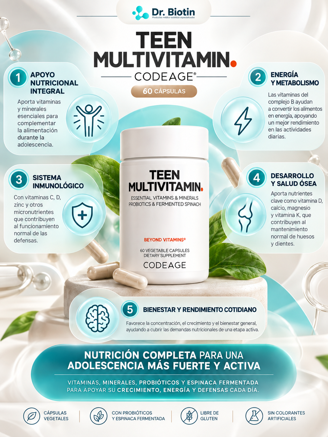 Suplemento Multivitamínico Diario Teens - Infografía
