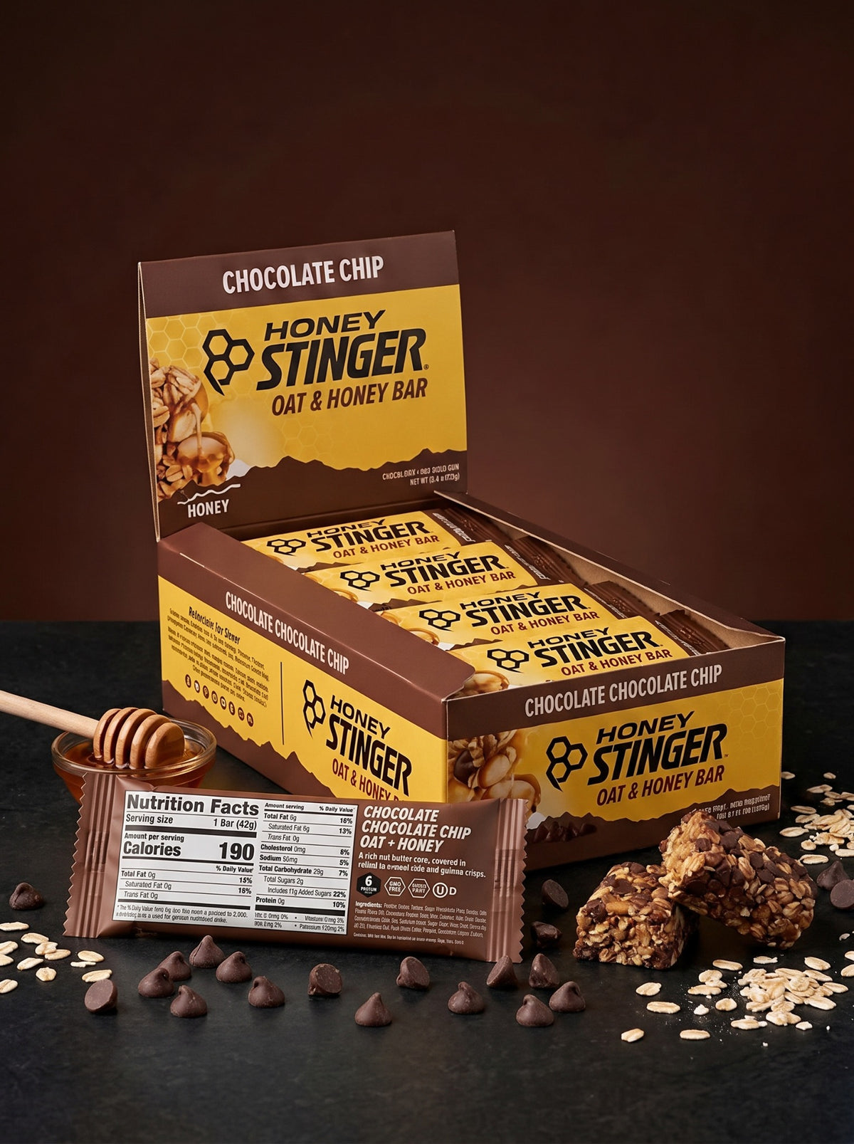 Barra Honey Stinger Chocolate Chip - Etiqueta