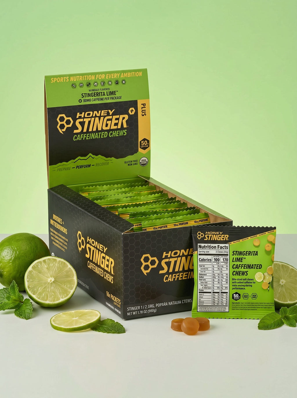 Gomitas Honey Stinger Con cafeína Stingerita Lime - Frente