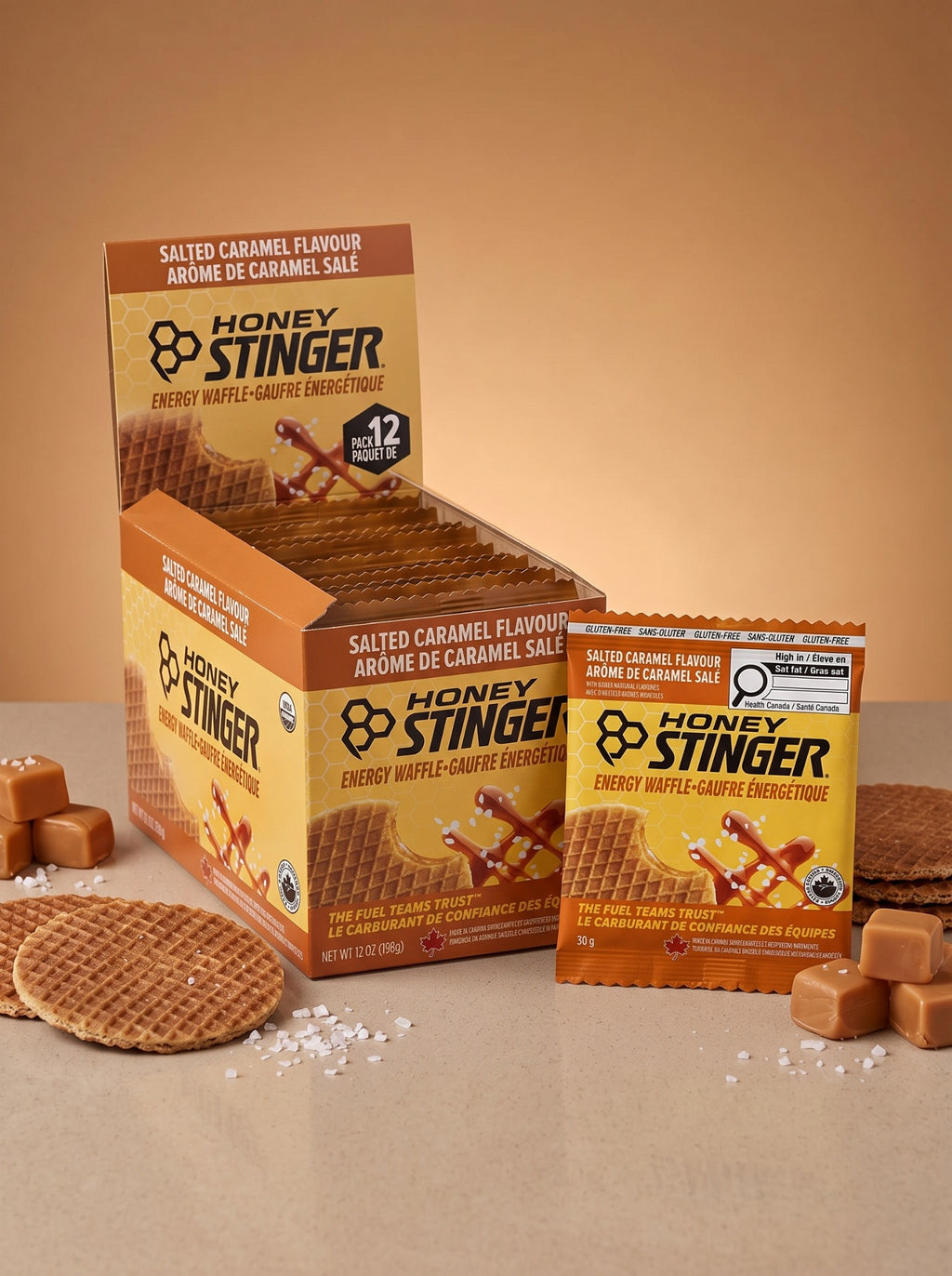 Waffle Honey Stinger Caramelo Salado - Frente