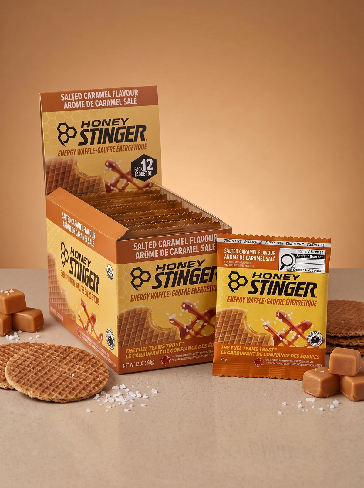 Waffle Honey Stinger Caramelo Salado - Frente