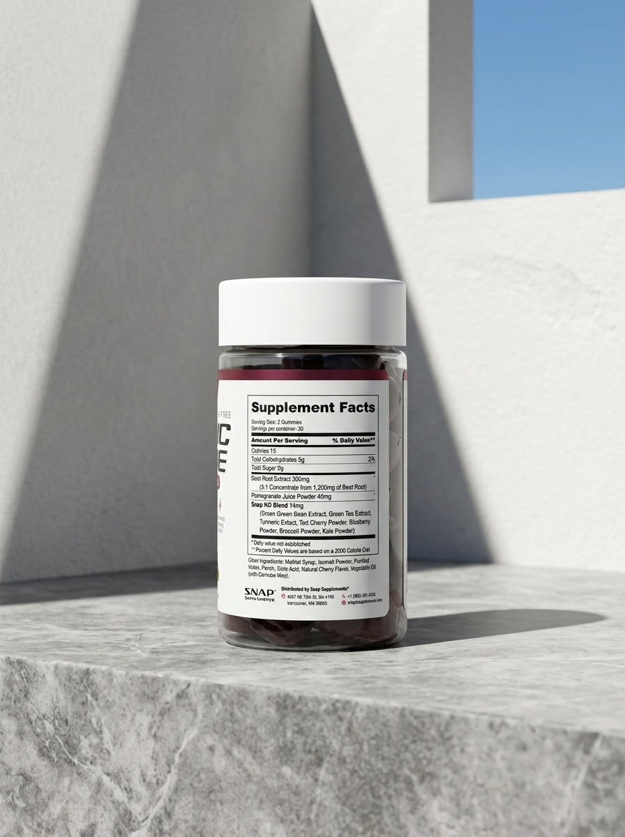 Nitric Oxide Beet Gummies Cherry - Etiqueta