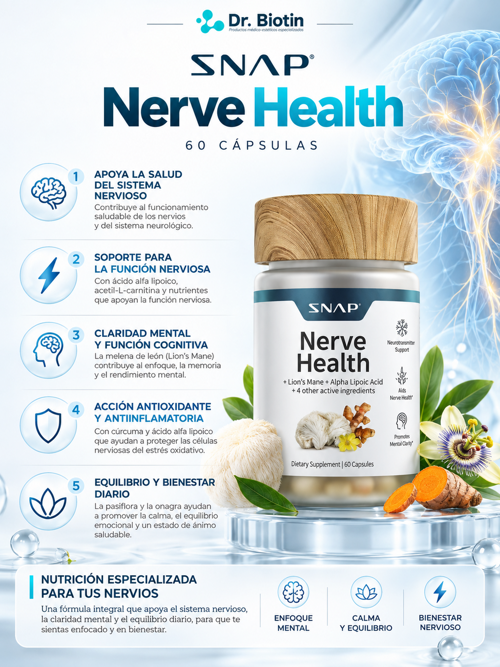SNAP Nerve Health 60 Cápsulas - Infografía
