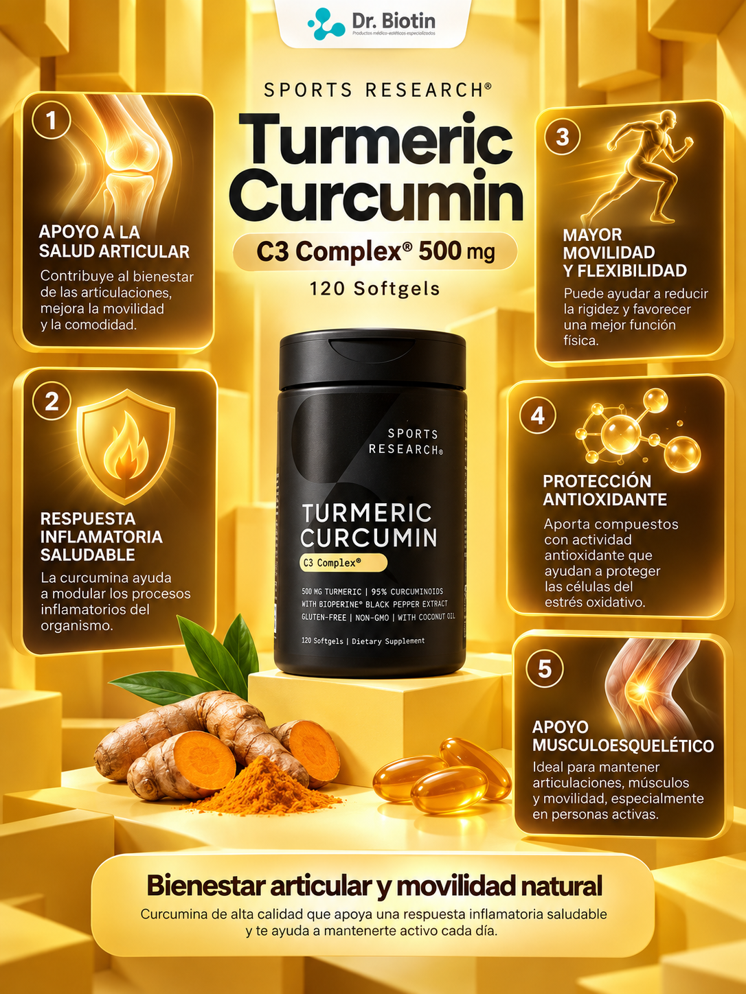 Turmeric Curcumin C3 Complex 500mg - Infografía
