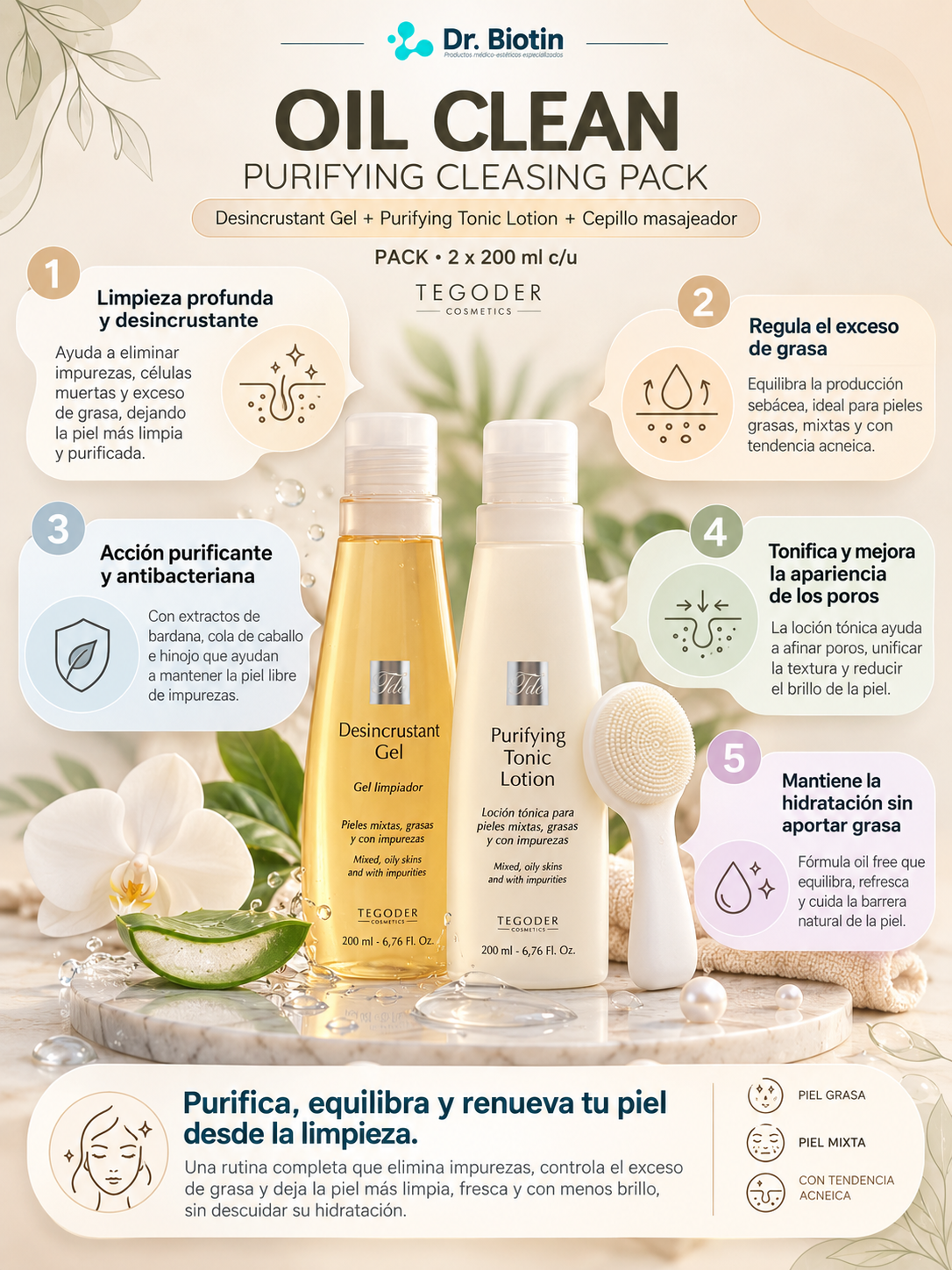 OIL CLEAN PURIFYING CLEANSING PACK TEGODER - beneficios