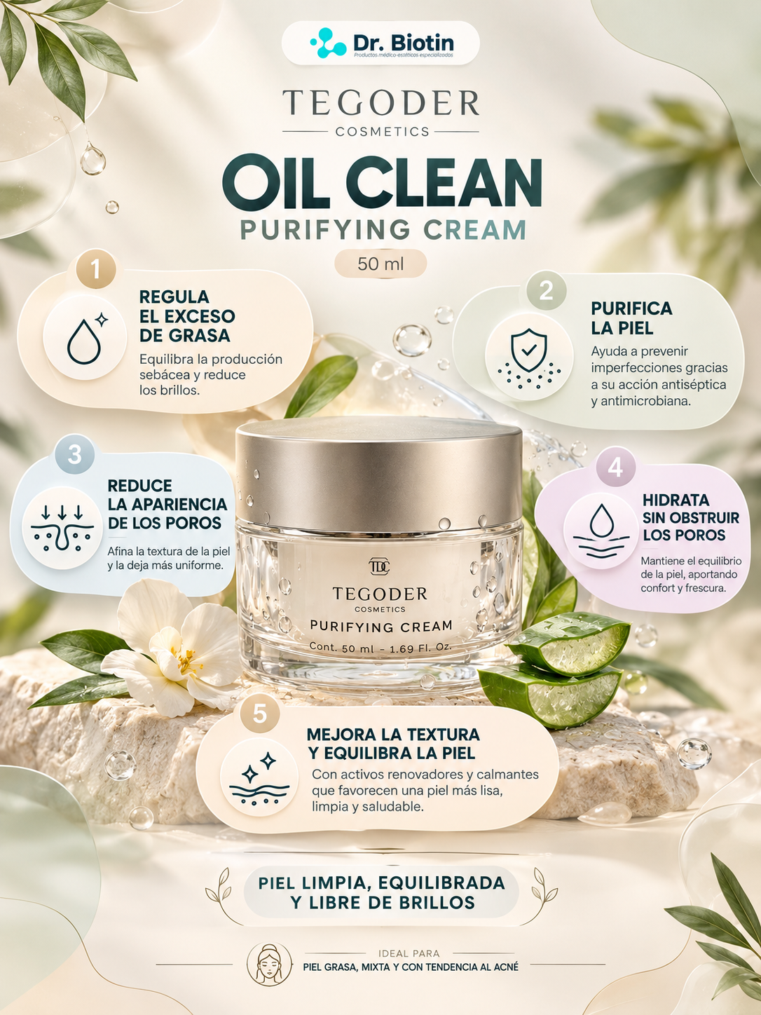 OIL CLEAN PURIFYING CREAM TEGODER - beneficios
