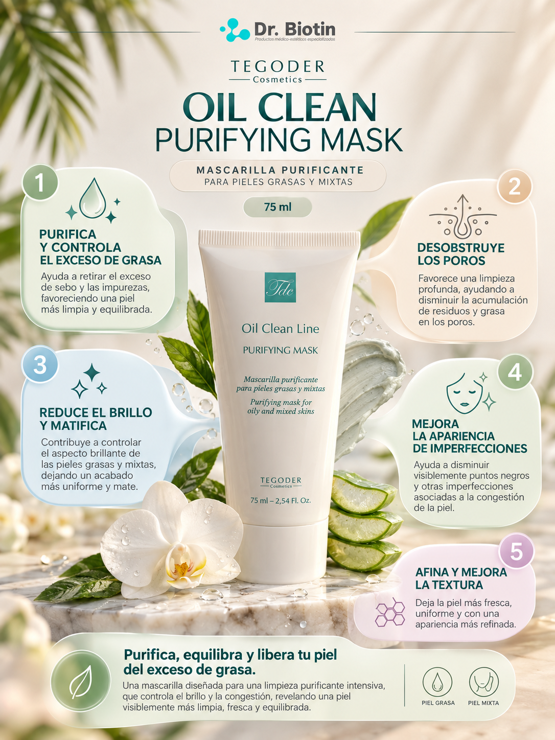 OIL CLEAN PURIFYING MASK TEGODER - beneficios