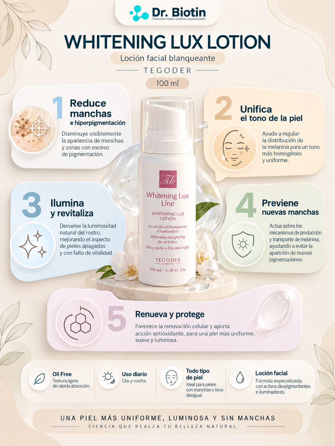 WHITENING LUX LOTION TEGODER - beneficios