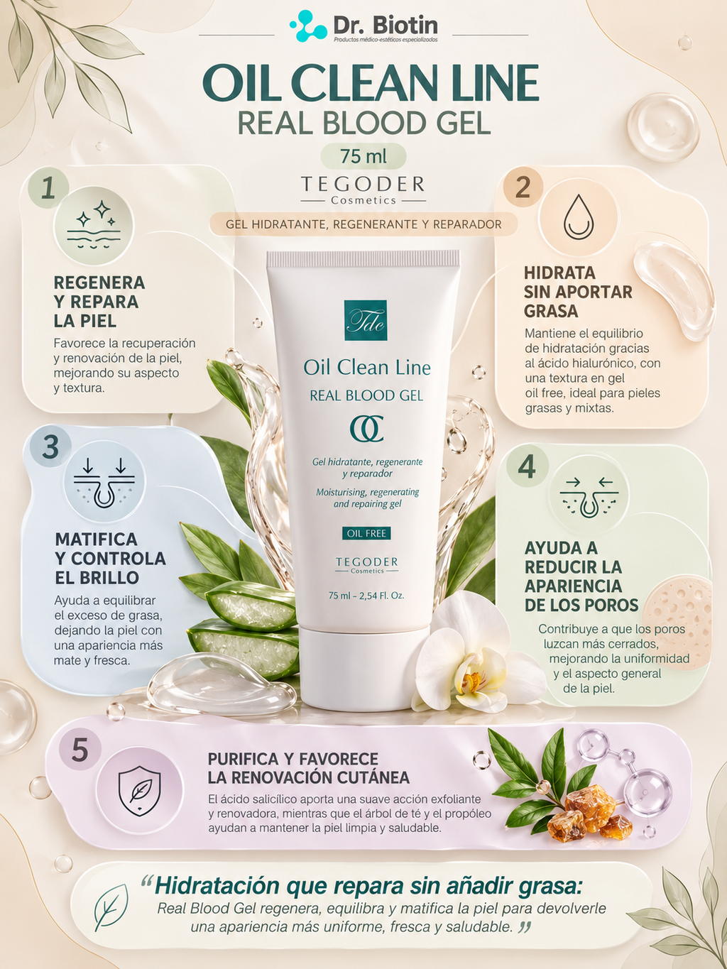 OIL CLEAN REAL BLOOD GEL TEGODER - beneficios
