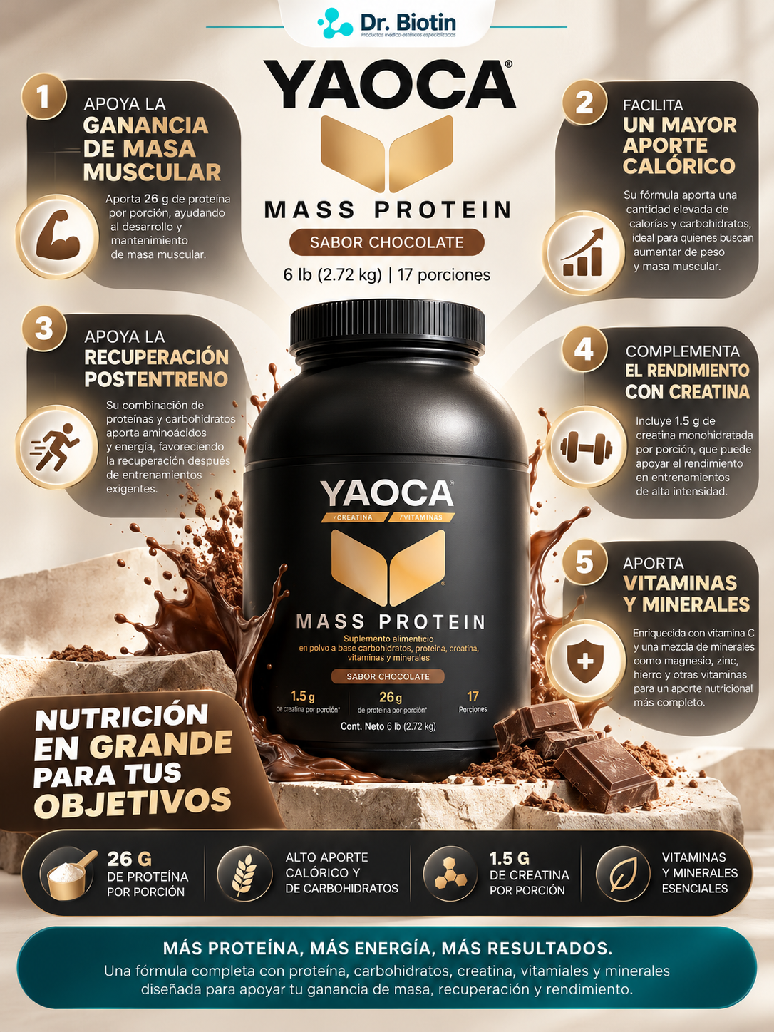 Proteína Mass Chocolate - Infografía